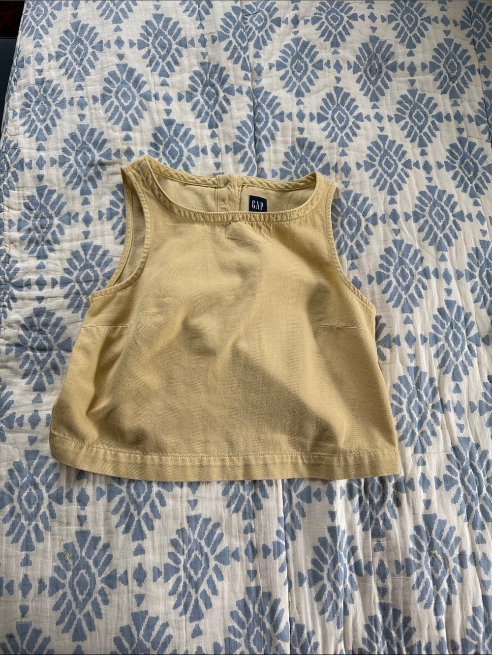 GAP UltraSoft Denim Shell Tank Top, straw yellow, small, sold out